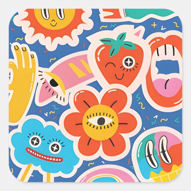 funny cute Sticker drawing (Front)