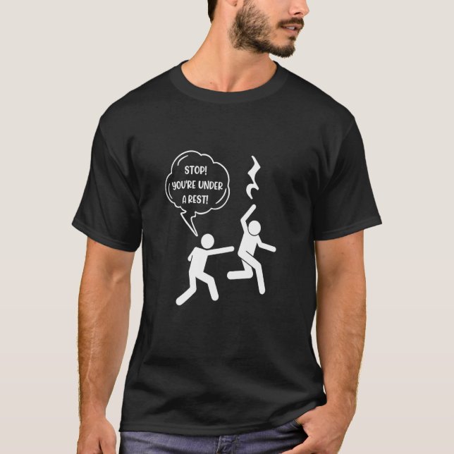 Funny Cute 'Stop You're Under A Rest' Musical Pun T-Shirt (Front)