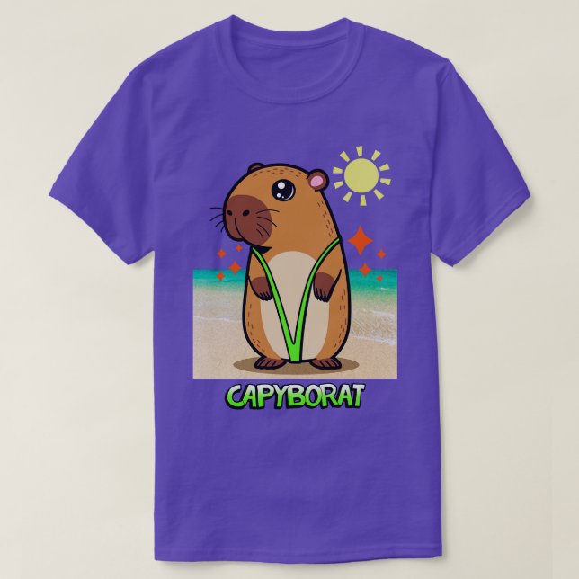 Funny Cute Summer Beach Kawaii Capybara toon T-Shirt (Design Front)