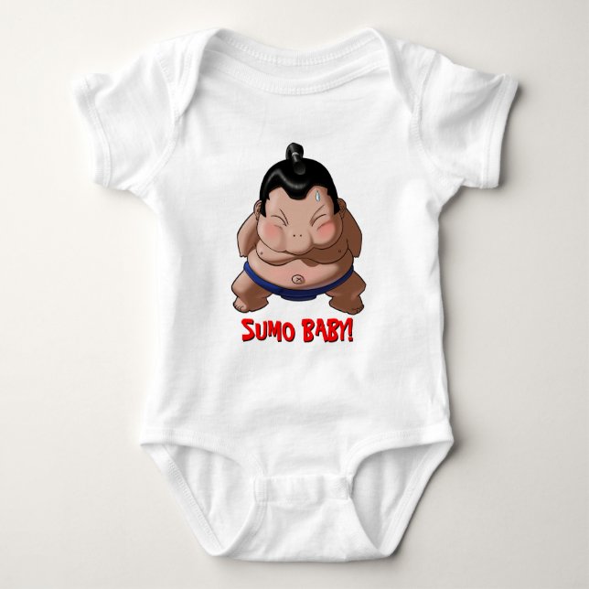 Funny Cute Sumo Baby Wrestler Bodysuit (Front)