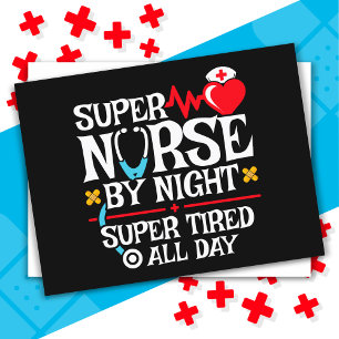 Funny Cute Super Tired Nurse Day Night Shift Postcard