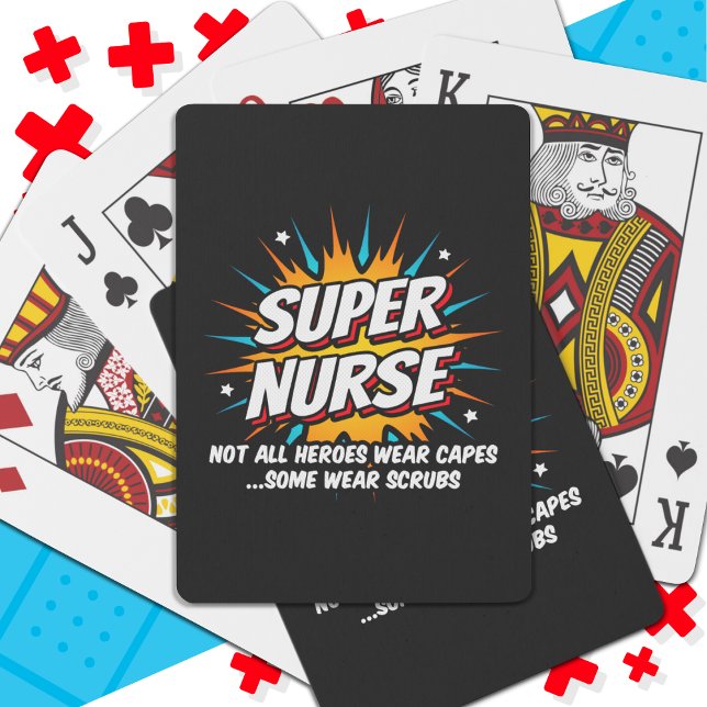 Funny Cute Superhero Super Nurse Appreciation Playing Cards (Creator Uploaded)