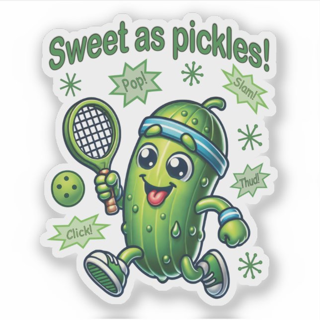 Funny Cute Sweet as Pickles Pickleball (Front)