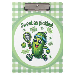 Funny Cute Sweet as Pickles Pickleball Clipboard