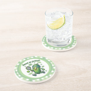Funny Cute Sweet as Pickles Pickleball Coaster
