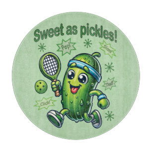 Funny Cute Sweet as Pickles Pickleball Cutting Board