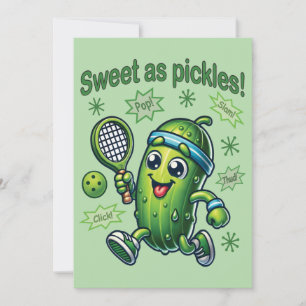 Funny Cute Sweet as Pickles Pickleball Invitation