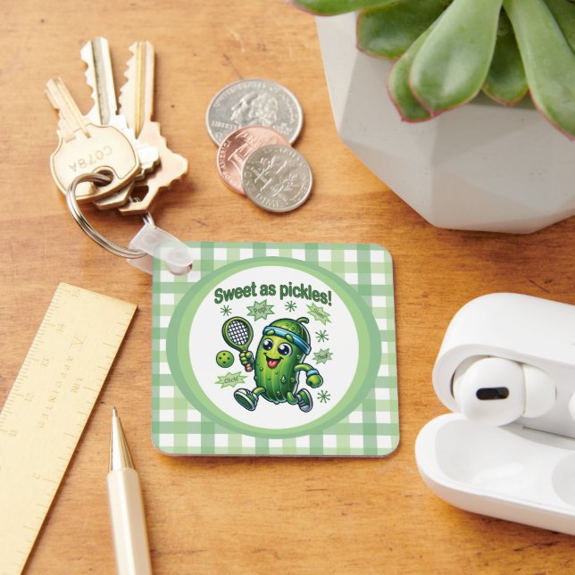 Funny Cute Sweet as Pickles Pickleball Key Ring (Desk)