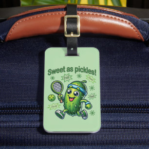 Funny Cute Sweet as Pickles Pickleball Luggage Tag
