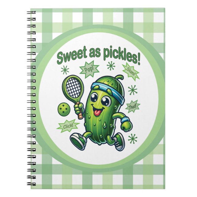 Funny Cute Sweet as Pickles Pickleball Notebook (Front)