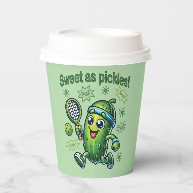 Funny Cute Sweet as Pickles Pickleball Paper Cups (Front)