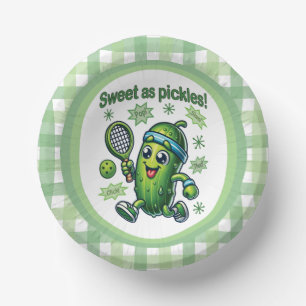 Funny Cute Sweet as Pickles Pickleball Paper Plate