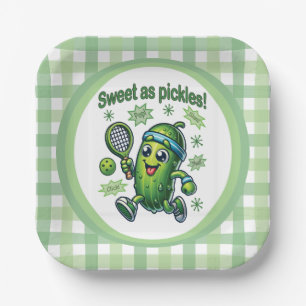 Funny Cute Sweet as Pickles Pickleball Paper Plate