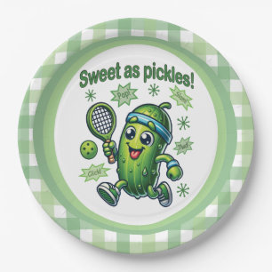 Funny Cute Sweet as Pickles Pickleball Paper Plate