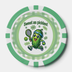 Funny Cute Sweet as Pickles Pickleball Poker Chips