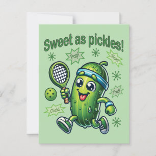 Funny Cute Sweet as Pickles Pickleball Postcard