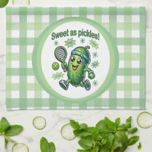 Funny Cute Sweet as Pickles Pickleball Tea Towel