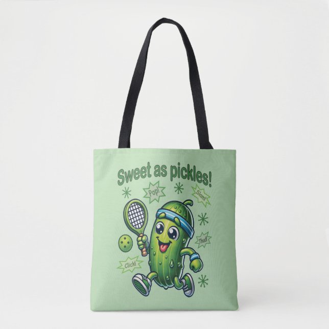 Funny Cute Sweet as Pickles Pickleball Tote Bag (Front)