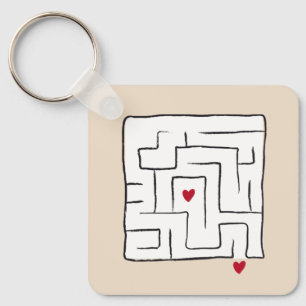 Funny Cute Sweet hand drawn Maze Valentine Gifts Key Ring