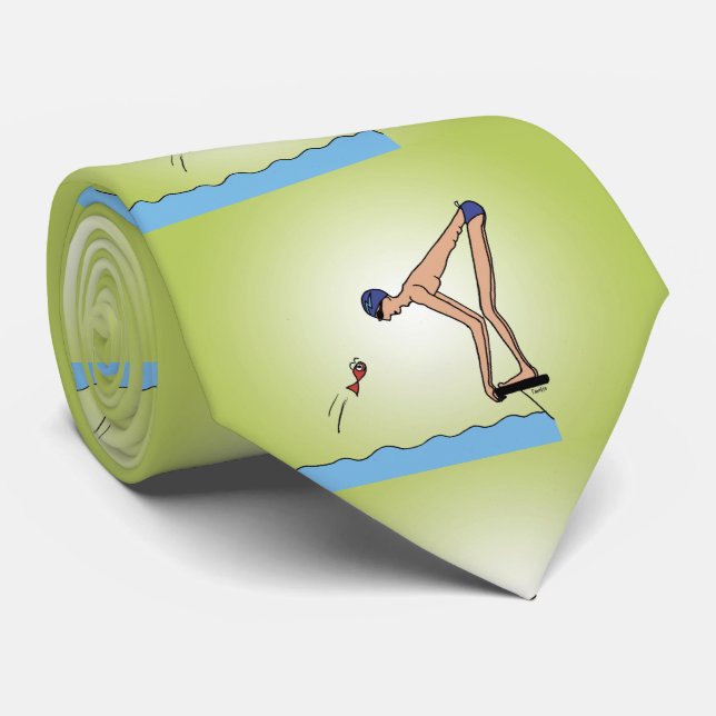 Funny cute swimmer champion racing pool neck tie. tie (Rolled)