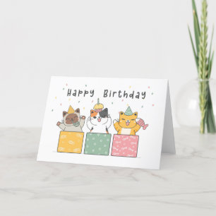 Funny Cute Tabby Cat Kitten Birthday Card