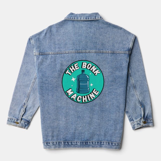 Funny Cute the bonk machine /Free Palestine design Denim Jacket (Back)