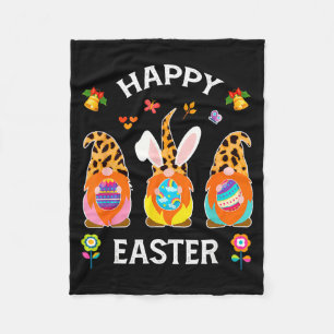 Funny cute three gnomes bunny holding egg happy fleece blanket