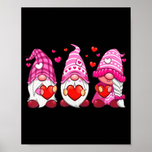 Funny Cute Three Gnomies Nk Hearts Matching Vale  Poster