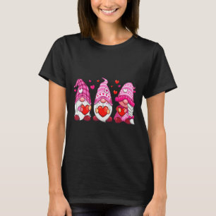 Funny Cute Three Gnomies Nk Hearts Matching Vale T-Shirt