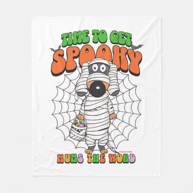 Funny Cute Time to get Spooky Mummy Fleece Blanket (Front)