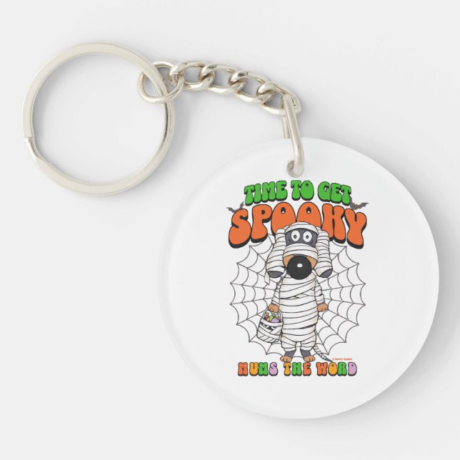 Funny Cute Time to get Spooky Mummy Key Ring (Front)