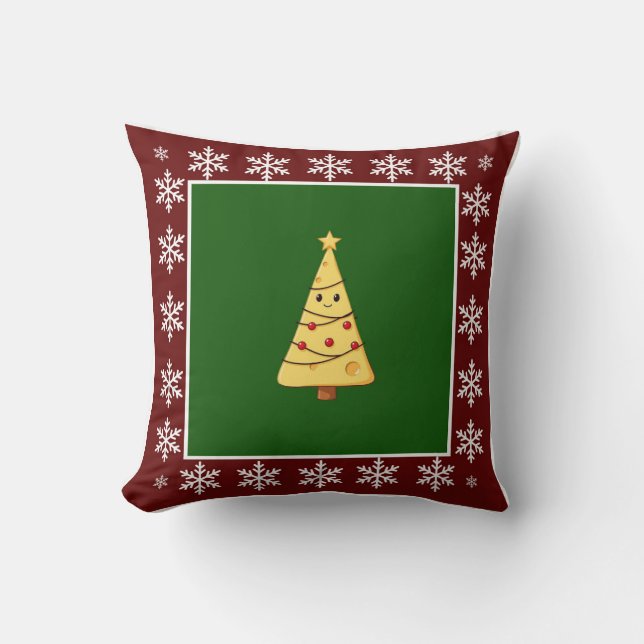 Funny Cute Trendy Stylish Cheese Christmas Tree Cushion (Front)