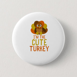 Funny Cute Turkey Family Matching Thanksgiving  6 Cm Round Badge