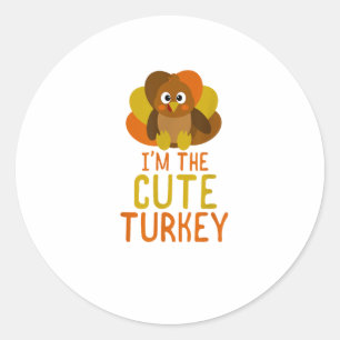 Funny Cute Turkey Family Matching Thanksgiving Classic Round Sticker