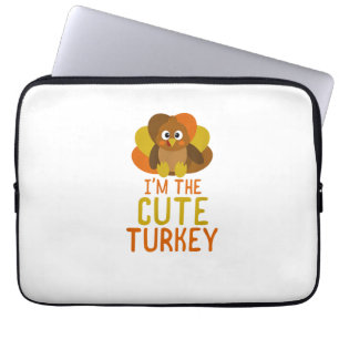 Funny Cute Turkey Family Matching Thanksgiving Laptop Sleeve