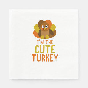 Funny Cute Turkey Family Matching Thanksgiving  Napkin