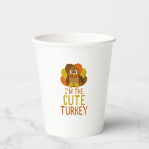 Funny Cute Turkey Family Matching Thanksgiving Paper Cups