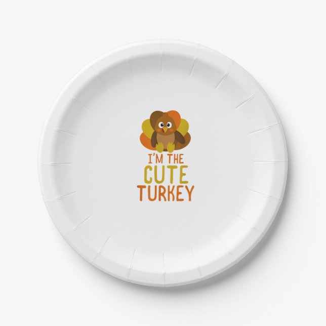 Funny Cute Turkey Family Matching Thanksgiving  Paper Plate (Front)