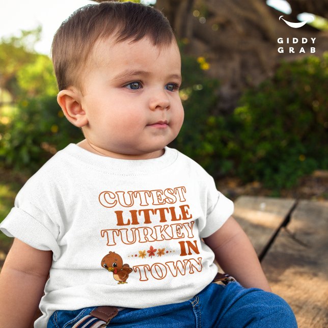 Funny Cute Turkey Thanksgiving Holiday Quote  Baby Bodysuit (Creator Uploaded)