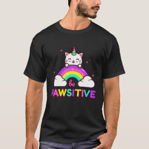 Funny Cute Unicorn Cat T Shirt, Pawsitive Cat Grap T-Shirt