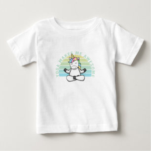Funny cute unicorn doing yoga. funny yoga poses baby T-Shirt