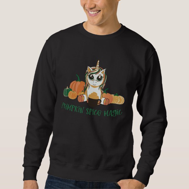 Funny Cute Unicorn Pumpkin Spice Magic Thanksgivin Sweatshirt (Front)