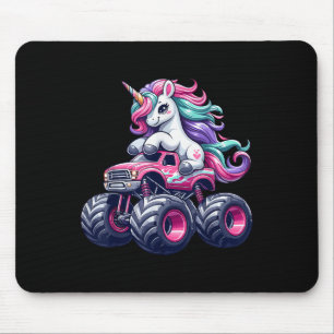 Funny Cute Unicorn Riding A Pink Monster Truck Gir Mouse Pad
