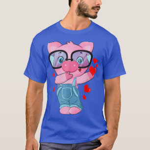 Funny Cute Valentine Pig Heart Dabbing Pig Heart V T-Shirt