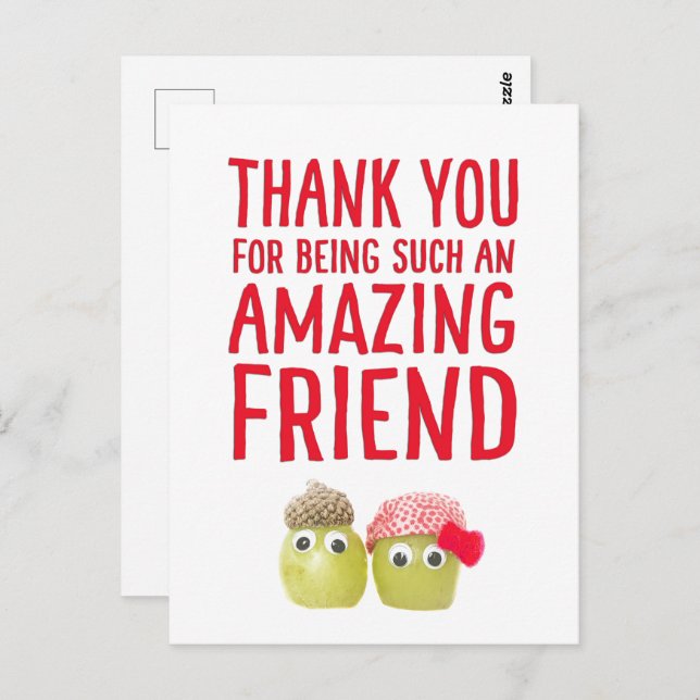 Funny cute vegan amazing friends thank you card (Front/Back)