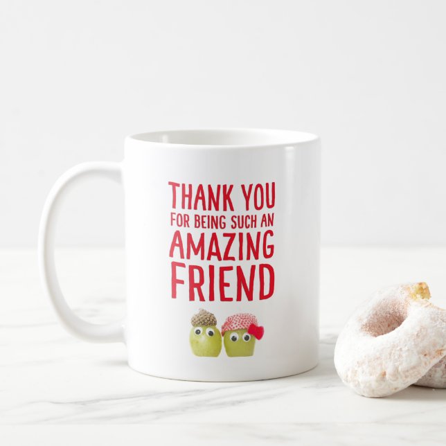 Funny cute vegan best friends thank you mug (With Donut)