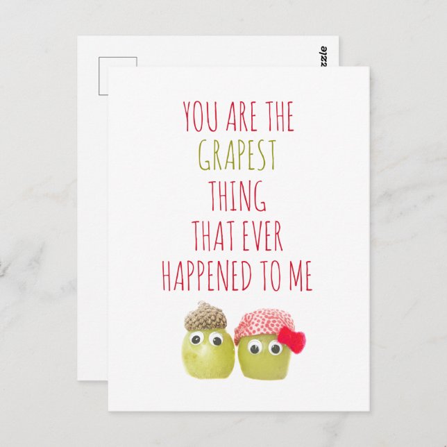 Funny cute vegans grapest thing valentine postcard (Front/Back)