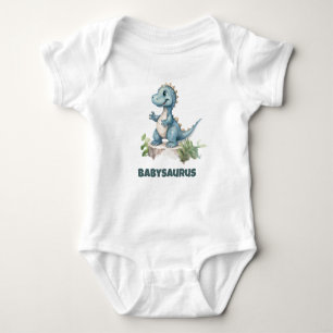 Funny Cute Watercolor Dinosaur Personalised Baby Bodysuit