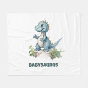 Funny Cute Watercolor Dinosaur Personalised Fleece Blanket