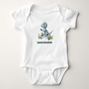 Funny Cute Watercolor Dinosaur Personalized Baby Bodysuit